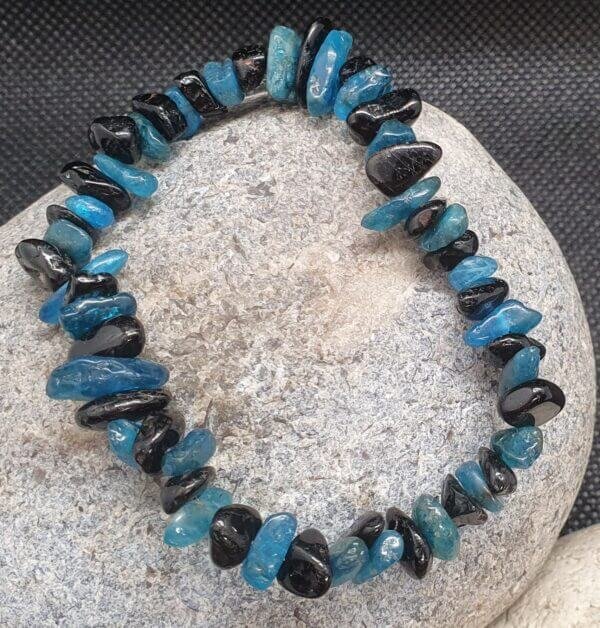 Bracelet Chips Apatite Et Tourmaline